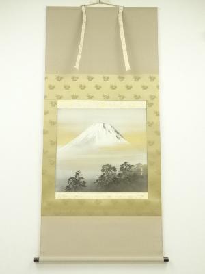 吉井春堂筆　霊峰　肉筆絹本掛軸（共箱）